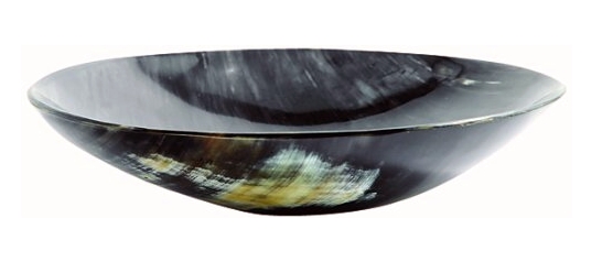 Carved & Polished Ritual Horn Bowl 7''D - Click Image to Close