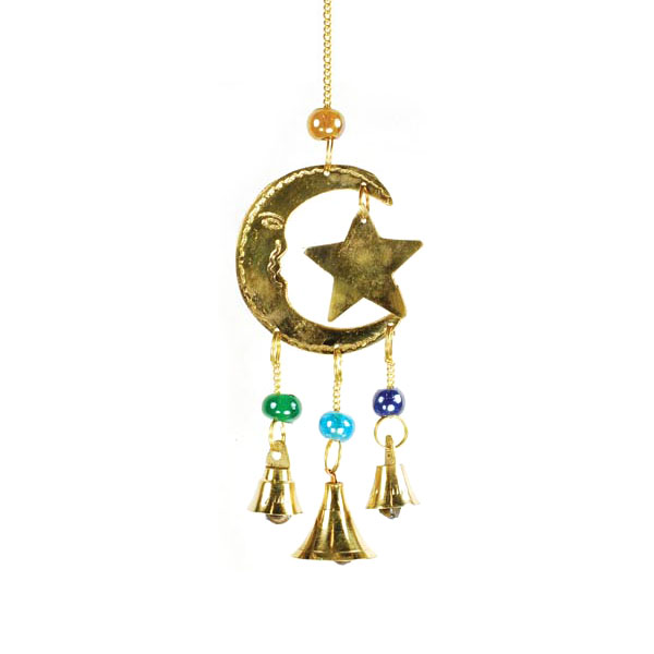 Star and Moon Windchime w/ Beads 9"L