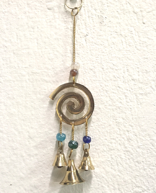 Sprial wind chime w/ beads 9"L