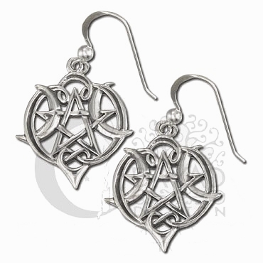 Sterling Silver Heart Pentacle Earrings