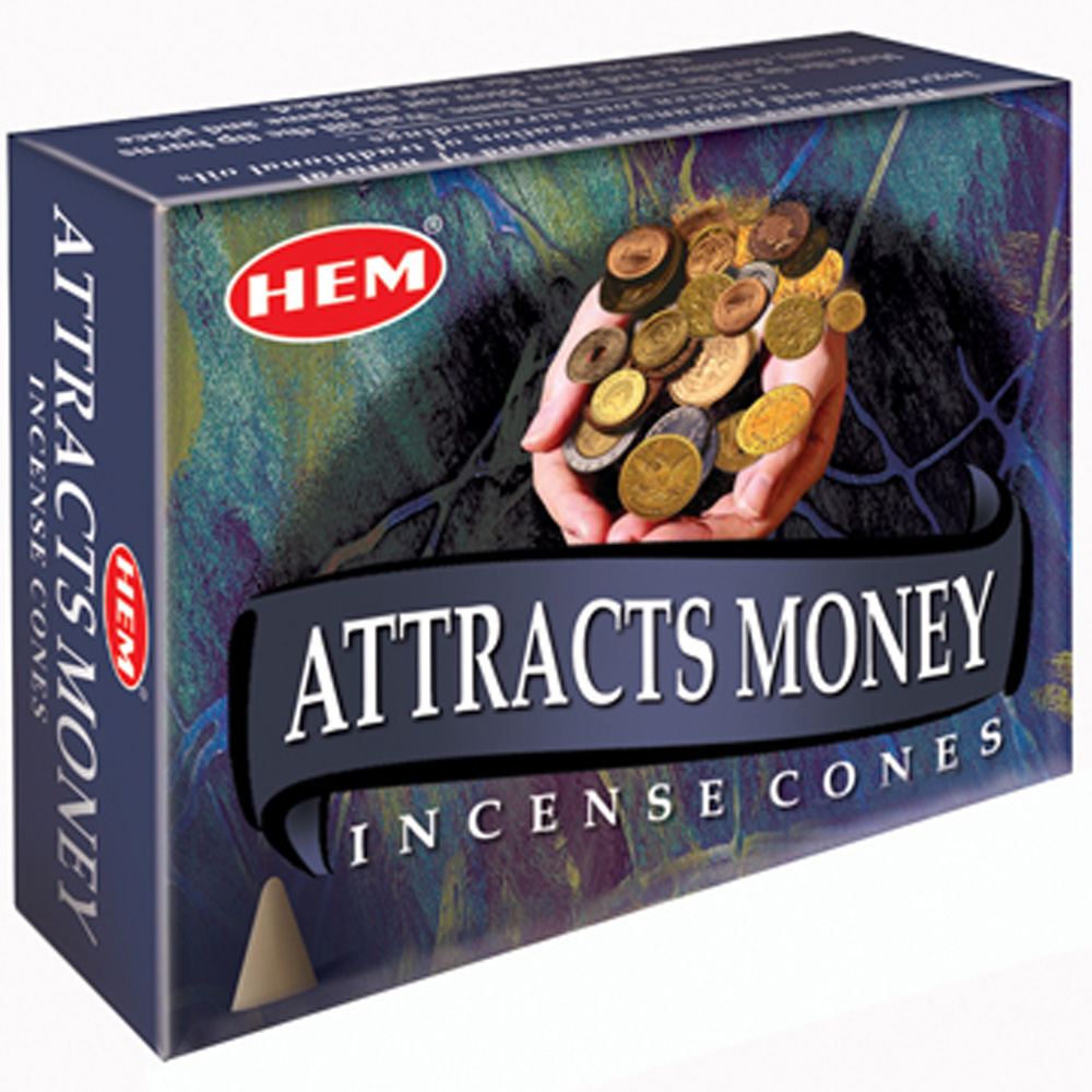 Attract Money HEM Cone Incense - one box of 10pcs