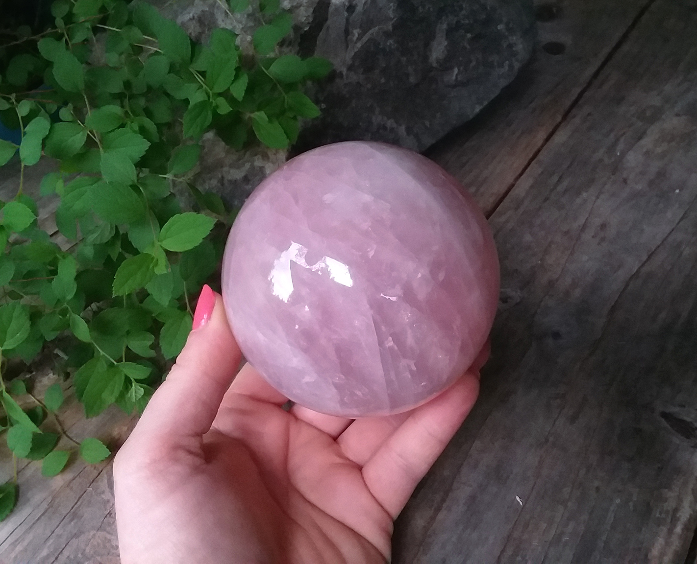 Pink Rose Quartz Crystal Sphere big 3.5"