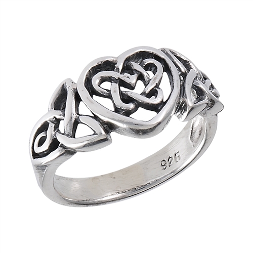 Sterling Silver Celtic Heart Ring size 8