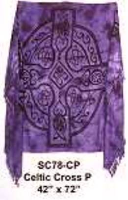 Celtic Cross purple tiedye altar cloth 44"x72"
