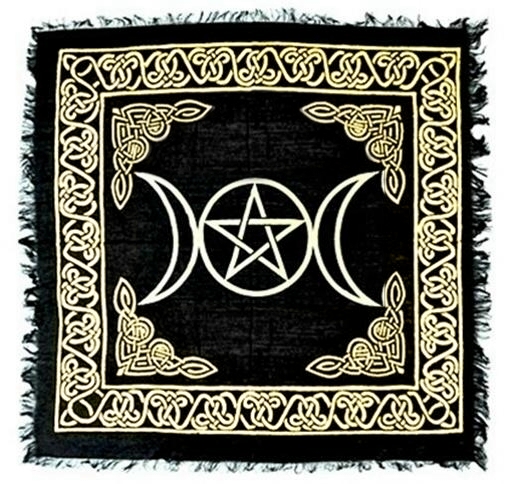 Triple Moon Goddess Pentacle Altar Cloth 24"x24" - Click Image to Close
