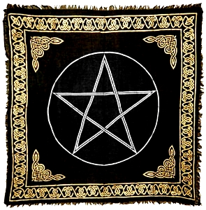 Pentacle altar cloth black/gold 36"x36" - Click Image to Close