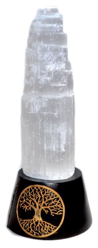 Selenite LED Tree of Life tower lamp - Click Image to Close