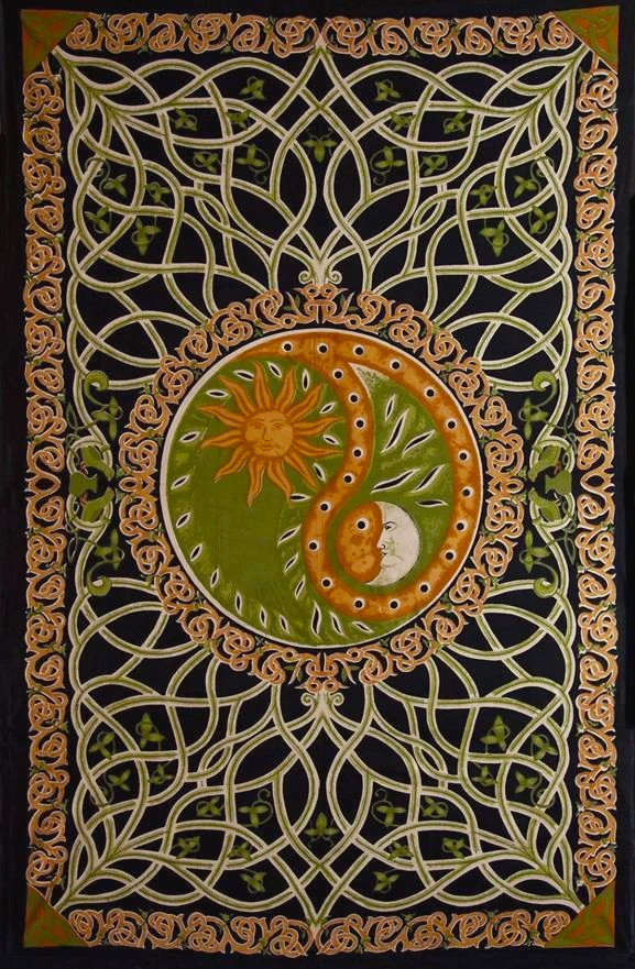 Yin Yang Celestial Tapestry Bedspread 108" x 88" Full-Queen