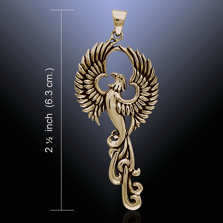 Bronze Rising Phoenix Pendant - Rebirth