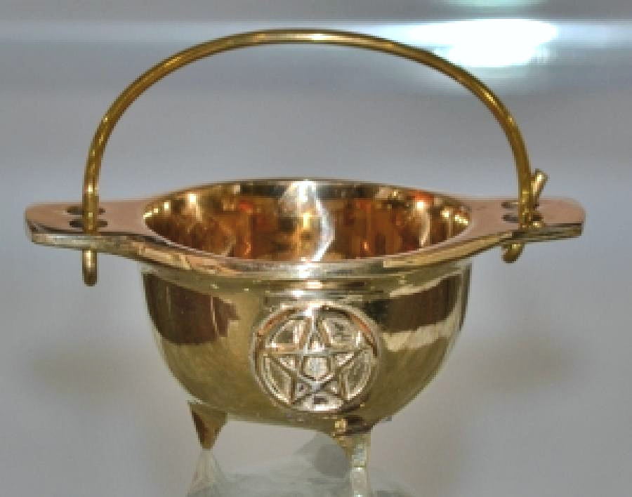 Brass cauldron burner with Pentacle 3"