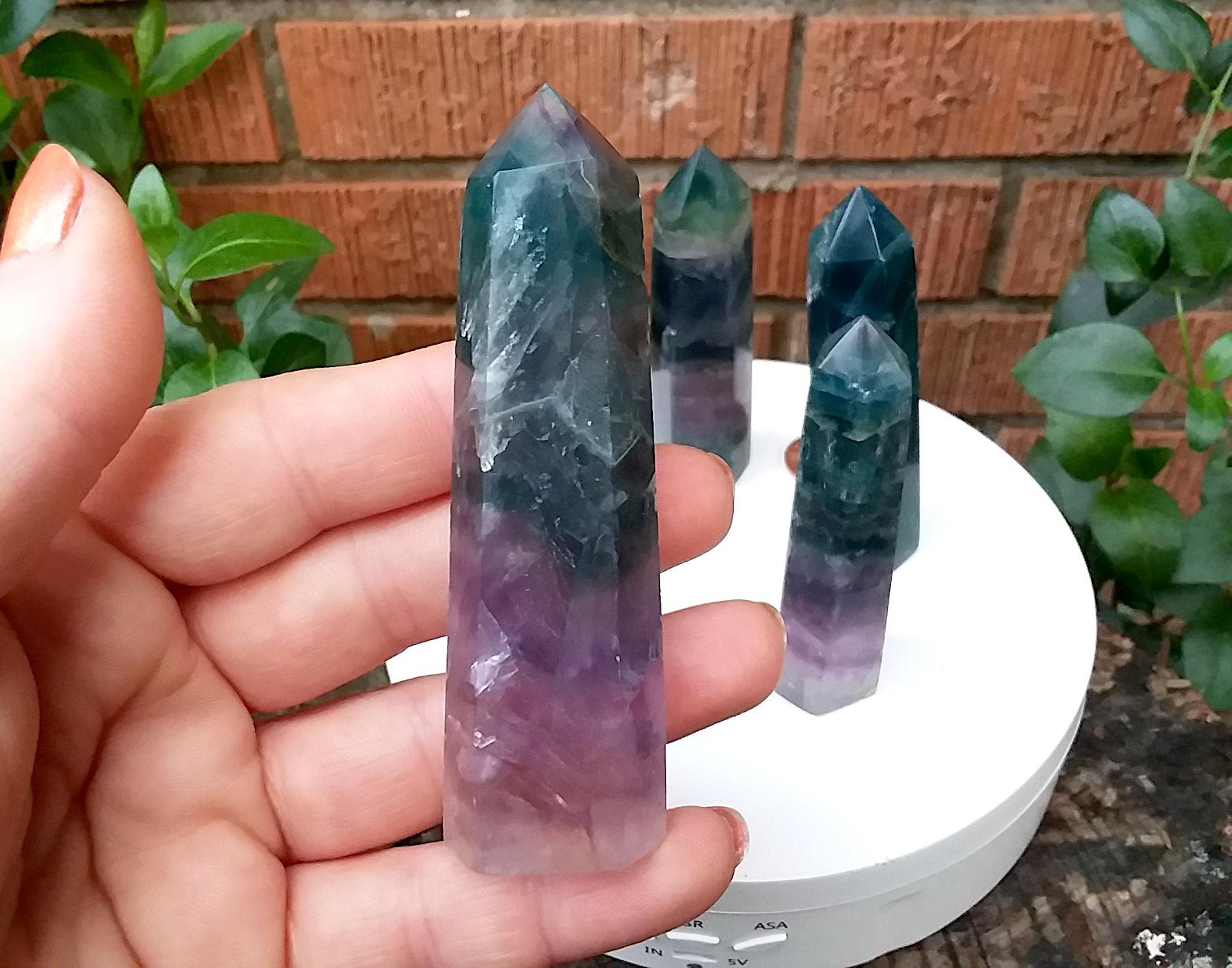 Fluorite Crystal Point Polished Tower 1pc 3"