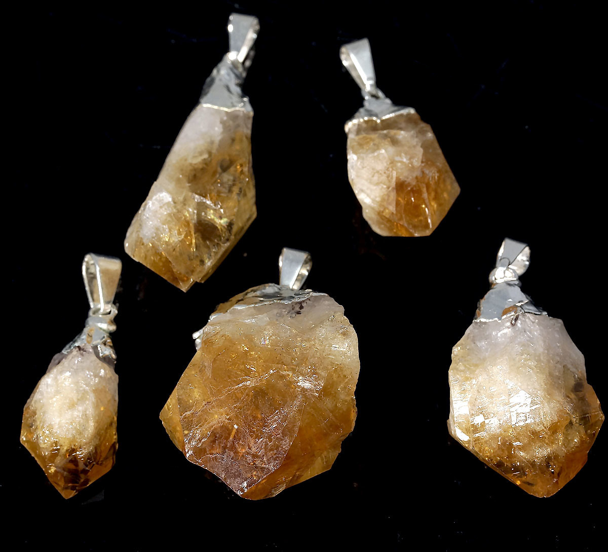 Natural Raw Citrine Crystal Point Pendant on necklace cord
