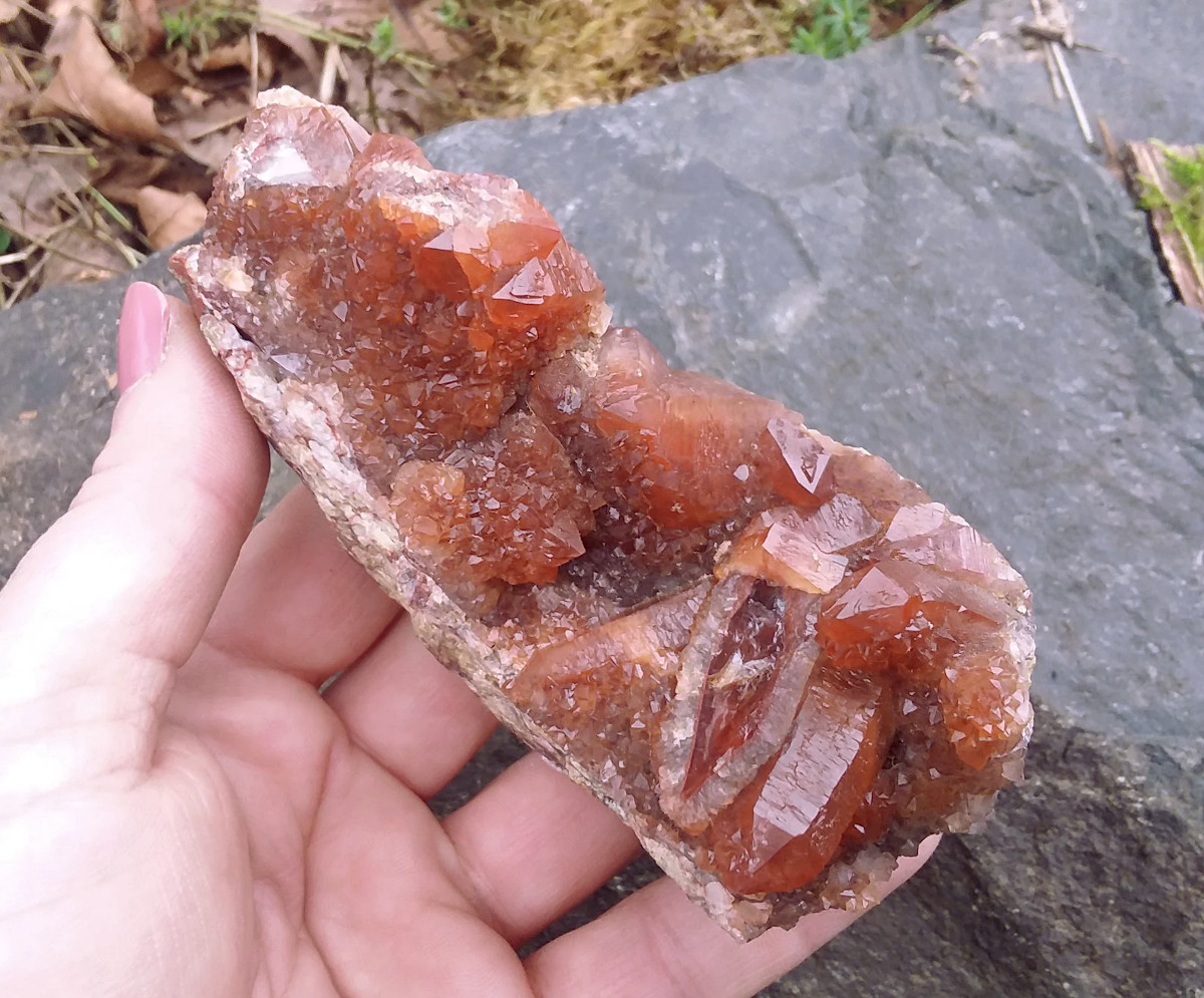 Red Hematite Druzy Crystal Quartz Point Cluster 3/4 lb