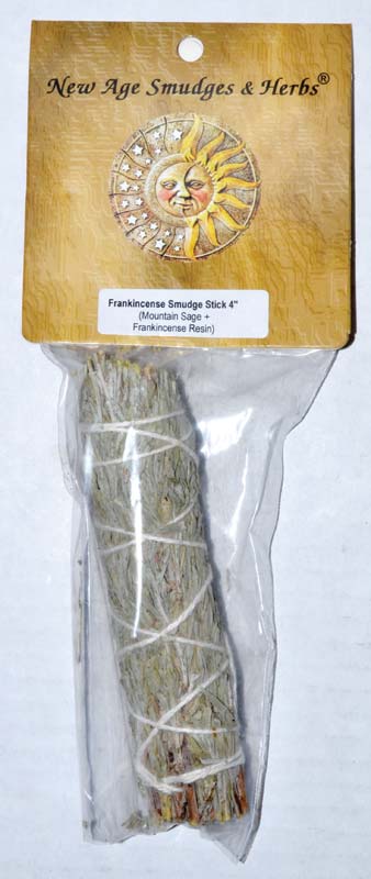 Frankincense Smudge Stick 4" Mountain Sage & Frankincense Resin - Click Image to Close
