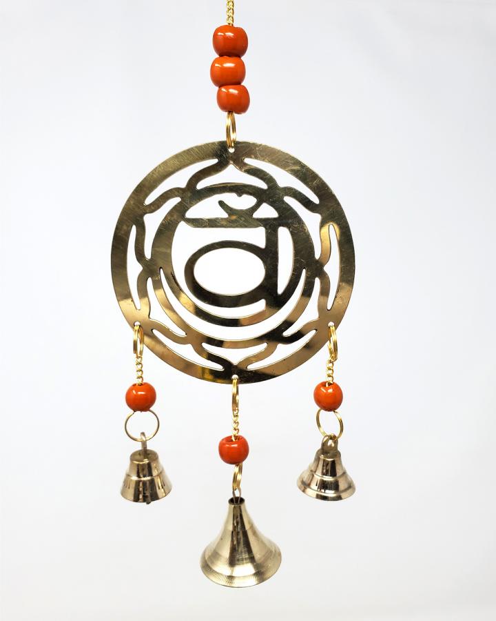 Brass windchime Sacral Chakra with orange beads 11"