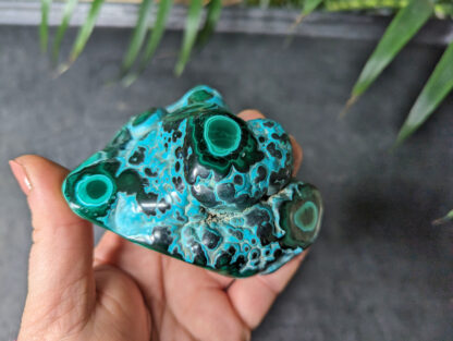 Botryoidal Malachite Chrysocolla polished nodule freeform - Image 3