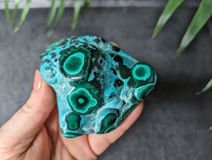 Botryoidal Malachite Chrysocolla polished nodule freeform - Image 4