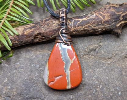 Red Brecciated Jasper pendant wrapped in copper wire #1A - Image 3