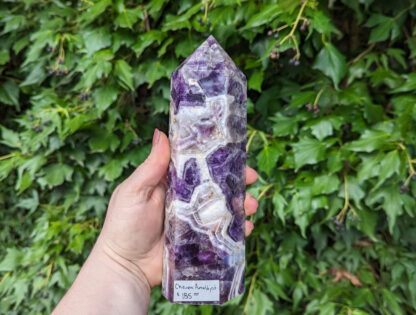 Big Chevron Amethyst crystal point tower 8.5" tall #913