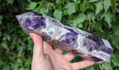 Big Chevron Amethyst crystal point tower 8.5" tall #913 - Image 3