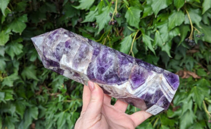 Big Chevron Amethyst crystal point tower 8.5" tall #913 - Image 5