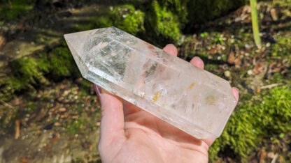 Big Clear Quartz crystal point tower with red inclusions 6" tall #873 - Image 3