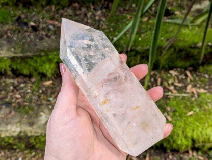 Big Clear Quartz crystal point tower with red inclusions 6" tall #873 - Image 6