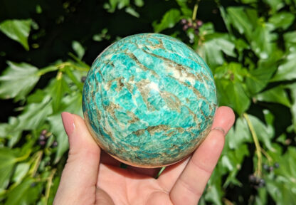 Amazonite with Smoky Quartz large crystal sphere 3.25" #317 - Image 2