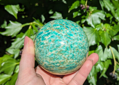Amazonite with Smoky Quartz large crystal sphere 3.25" #317 - Image 3